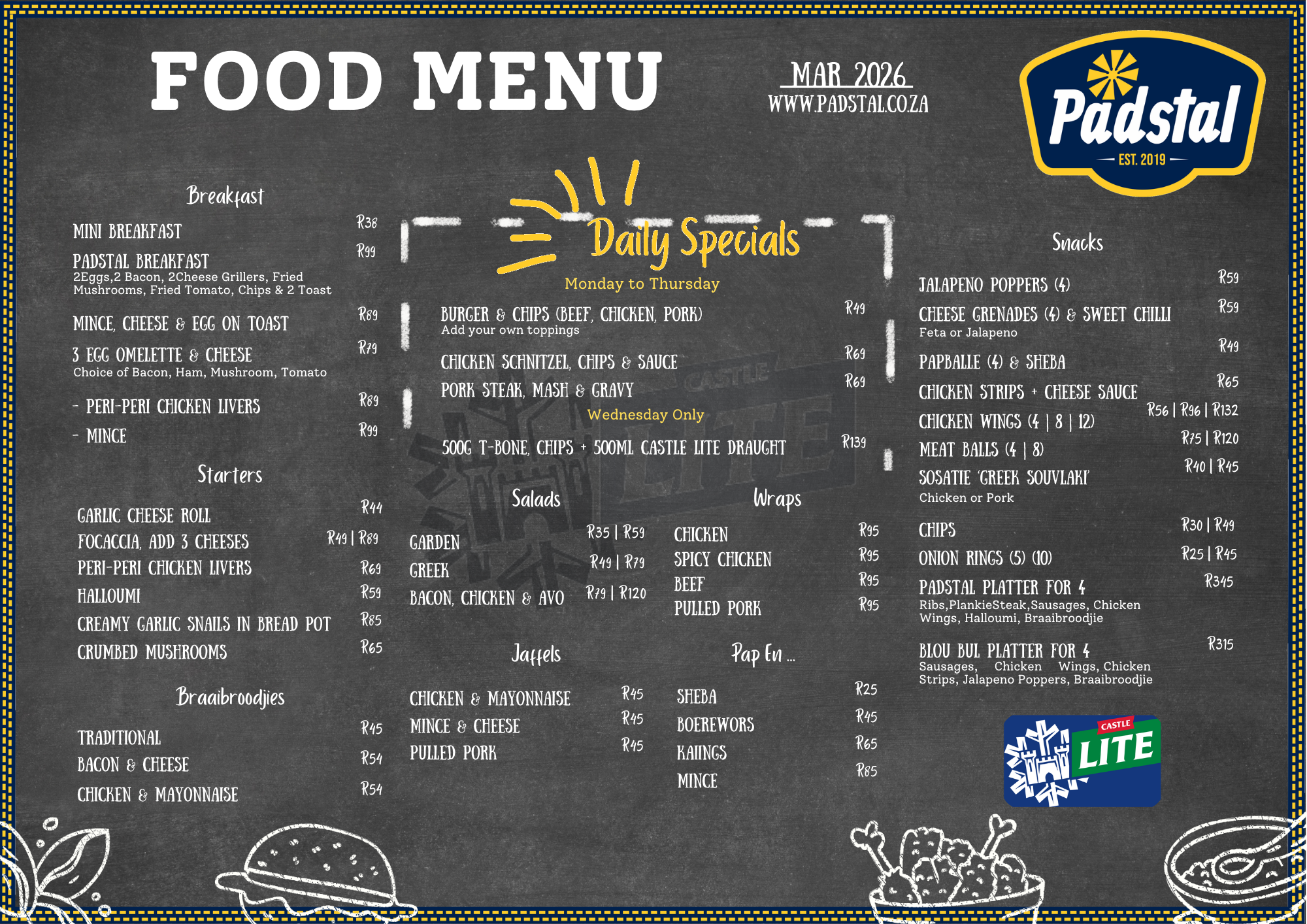 Padstal Food Menu